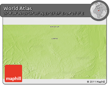 Physical 3D Map of the Area around 26° 21' 4" N, 23° 52' 30" E