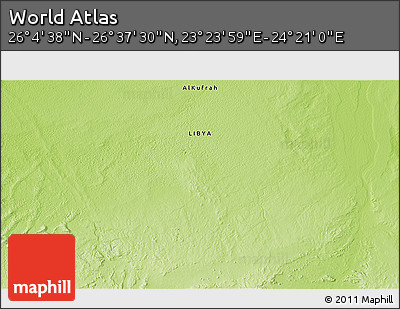 Physical 3D Map of the Area around 26° 21' 4" N, 23° 52' 30" E