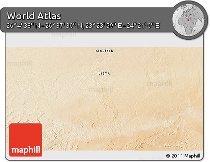 Satellite 3D Map of the Area around 26° 21' 4" N, 23° 52' 30" E
