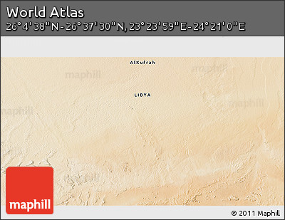 Satellite 3D Map of the Area around 26° 21' 4" N, 23° 52' 30" E