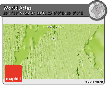 Physical 3D Map of the Area around 26° 21' 4" N, 25° 34' 30" E
