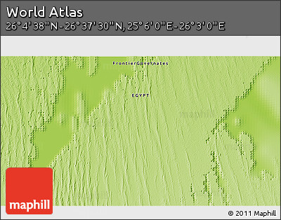 Physical 3D Map of the Area around 26° 21' 4" N, 25° 34' 30" E