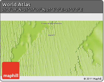 Physical 3D Map of the Area around 26° 21' 4" N, 25° 34' 30" E