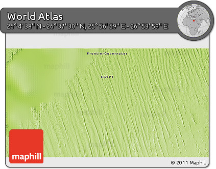 Physical 3D Map of the Area around 26° 21' 4" N, 26° 25' 29" E