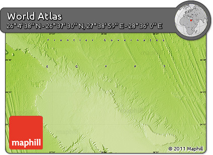 Physical Map of the Area around 26° 21' 4" N, 28° 7' 30" E