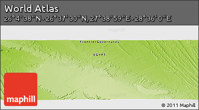 Physical Panoramic Map of the Area around 26° 21' 4" N, 28° 7' 30" E