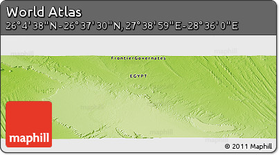 Physical Panoramic Map of the Area around 26° 21' 4" N, 28° 7' 30" E