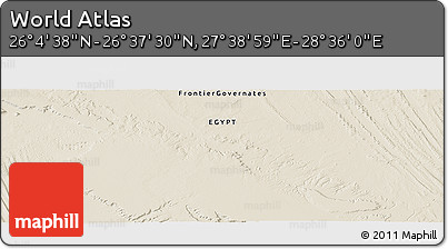 Shaded Relief Panoramic Map of the Area around 26° 21' 4" N, 28° 7' 30" E
