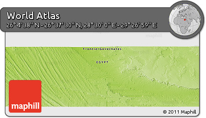 Physical Panoramic Map of the Area around 26° 21' 4" N, 28° 58' 30" E