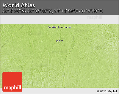 Physical 3D Map of the Area around 26° 21' 4" N, 30° 40' 29" E