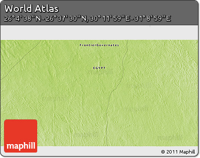 Physical 3D Map of the Area around 26° 21' 4" N, 30° 40' 29" E