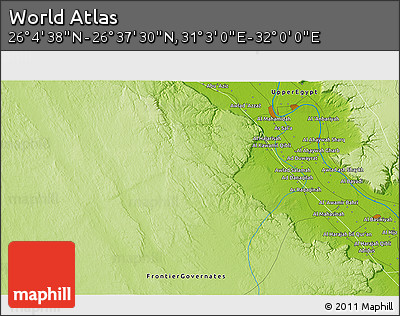 Physical 3D Map of the Area around 26° 21' 4" N, 31° 31' 29" E