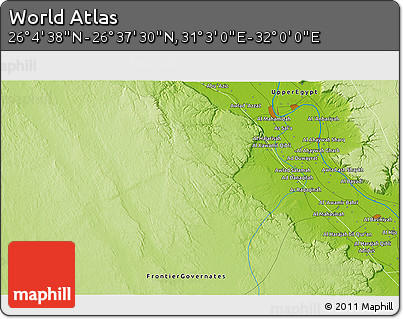 Physical 3D Map of the Area around 26° 21' 4" N, 31° 31' 29" E