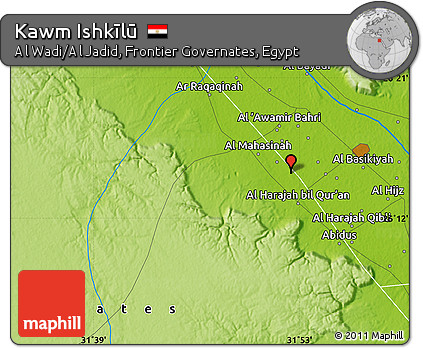 Physical Map of Kawm Ishkīlū
