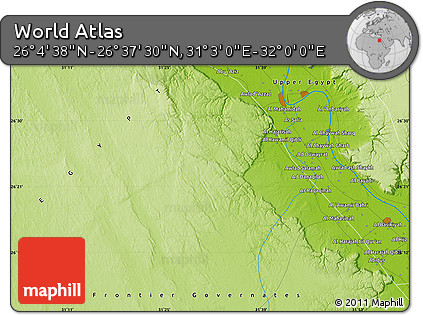 Physical Map of the Area around 26° 21' 4" N, 31° 31' 29" E