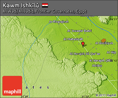 Physical Map of Kawm Ishkīlū