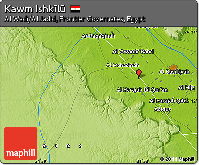 Physical Map of Kawm Ishkīlū