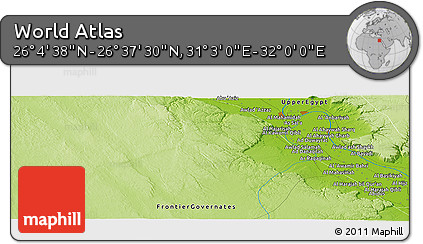 Physical Panoramic Map of the Area around 26° 21' 4" N, 31° 31' 29" E