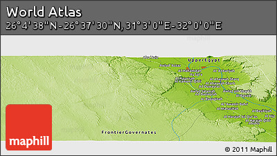 Physical Panoramic Map of the Area around 26° 21' 4" N, 31° 31' 29" E