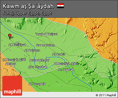Political 3D Map of Kawm Aş Şa`āydah