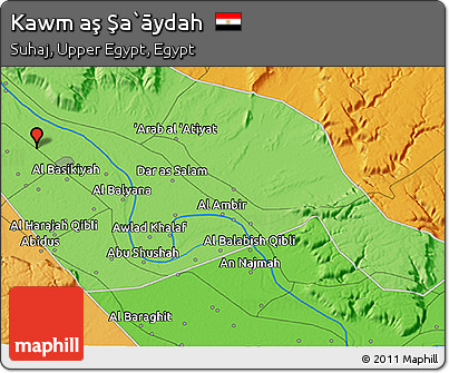 Political 3D Map of Kawm Aş Şa`āydah