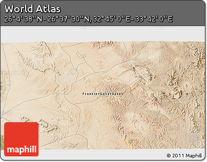 Satellite 3D Map of the Area around 26° 21' 4" N, 33° 13' 30" E