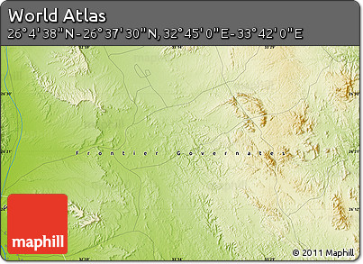 Physical Map of the Area around 26° 21' 4" N, 33° 13' 30" E