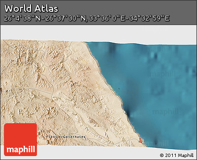 Satellite 3D Map of the Area around 26° 21' 4" N, 34° 4' 30" E