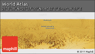 Physical Panoramic Map of the Area around 26° 21' 4" N, 39° 10' 29" E