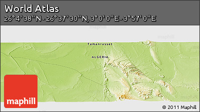 Physical Panoramic Map of the Area around 26° 21' 4" N, 3° 28' 30" E