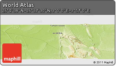 Physical Panoramic Map of the Area around 26° 21' 4" N, 3° 28' 30" E