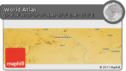 Physical Panoramic Map of the Area around 26° 21' 4" N, 41° 43' 30" E