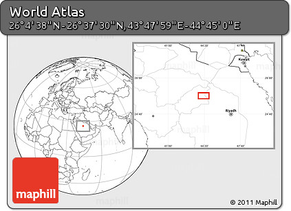 Blank Location Map of the Area around 26° 21' 4" N, 44° 16' 29" E
