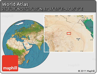 Satellite Location Map of the Area around 26° 21' 4" N, 44° 16' 29" E