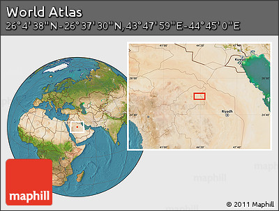 Satellite Location Map of the Area around 26° 21' 4" N, 44° 16' 29" E