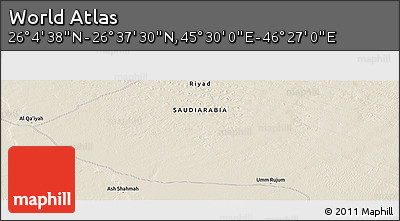 Shaded Relief Panoramic Map of the Area around 26° 21' 4" N, 45° 58' 30" E