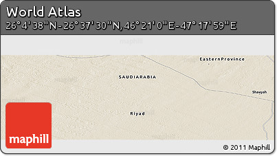 Shaded Relief Panoramic Map of the Area around 26° 21' 4" N, 46° 49' 30" E