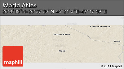 Shaded Relief Panoramic Map of the Area around 26° 21' 4" N, 46° 49' 30" E