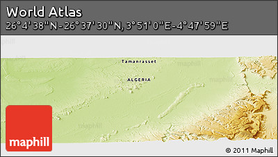 Physical Panoramic Map of the Area around 26° 21' 4" N, 4° 19' 30" E