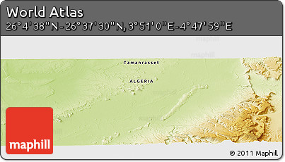 Physical Panoramic Map of the Area around 26° 21' 4" N, 4° 19' 30" E