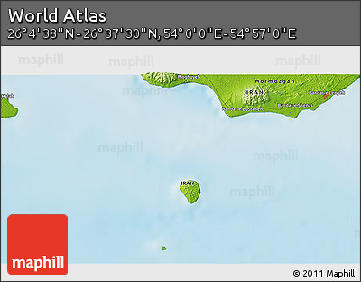 Physical 3D Map of the Area around 26° 21' 4" N, 54° 28' 30" E