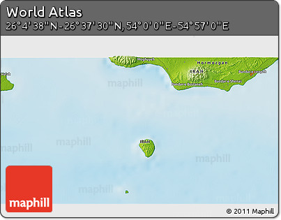 Physical 3D Map of the Area around 26° 21' 4" N, 54° 28' 30" E