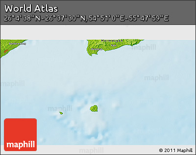 Physical 3D Map of the Area around 26° 21' 4" N, 55° 19' 30" E