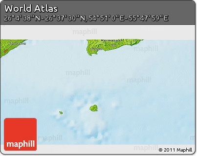 Physical 3D Map of the Area around 26° 21' 4" N, 55° 19' 30" E