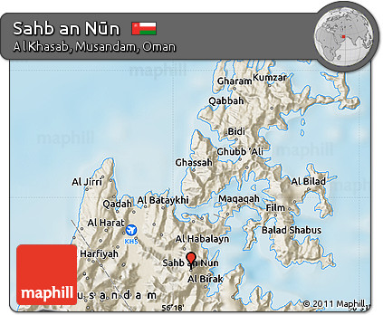 Shaded Relief Map of Sahb An Nūn