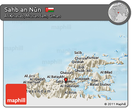 Shaded Relief Panoramic Map of Sahb An Nūn