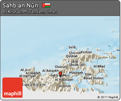 Shaded Relief Panoramic Map of Sahb An Nūn