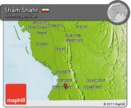 Physical 3D Map of Shām Shahr