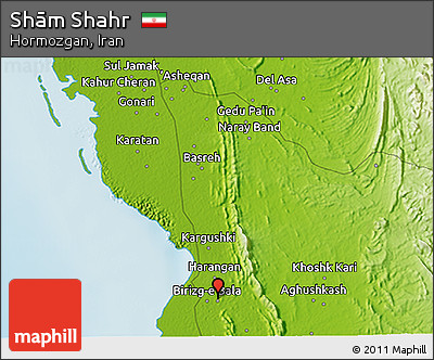 Physical 3D Map of Shām Shahr