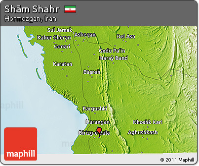 Physical 3D Map of Shām Shahr